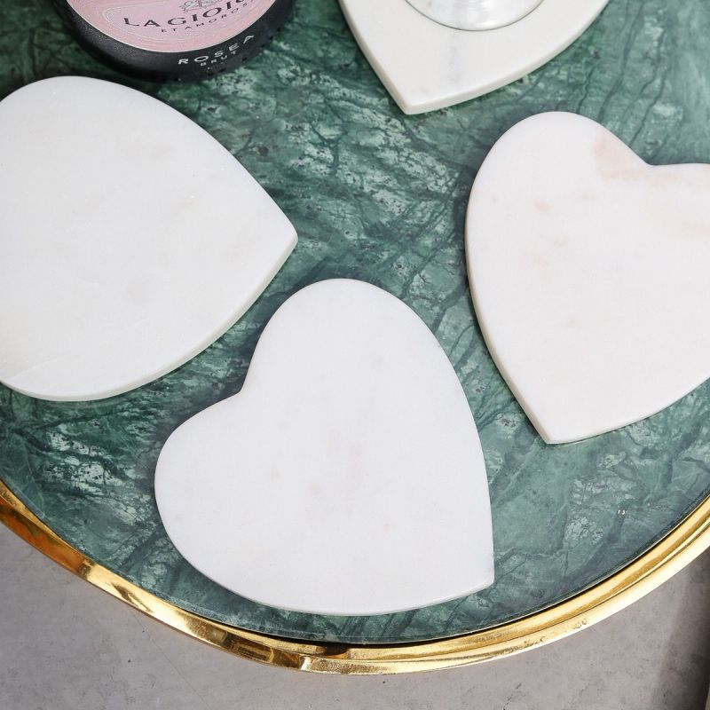 Culinary Concepts Set Of 4 Heart Shaped Marble Coasters