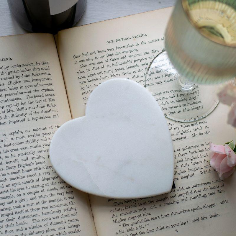 Culinary Concepts Set Of 4 Heart Shaped Marble Coasters