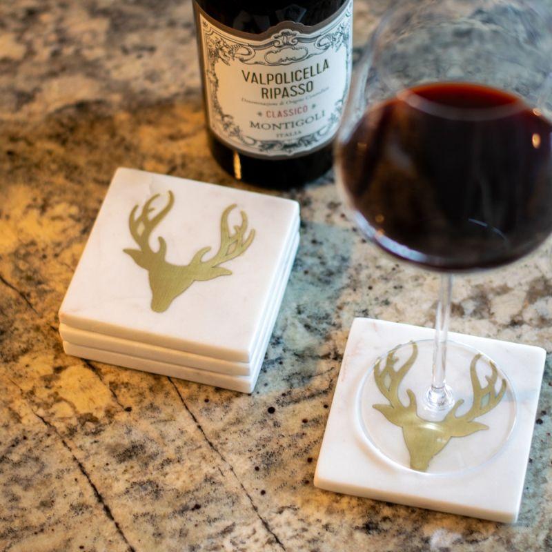 Culinary Concepts Set Of 4 Marble Coasters With Stag Design