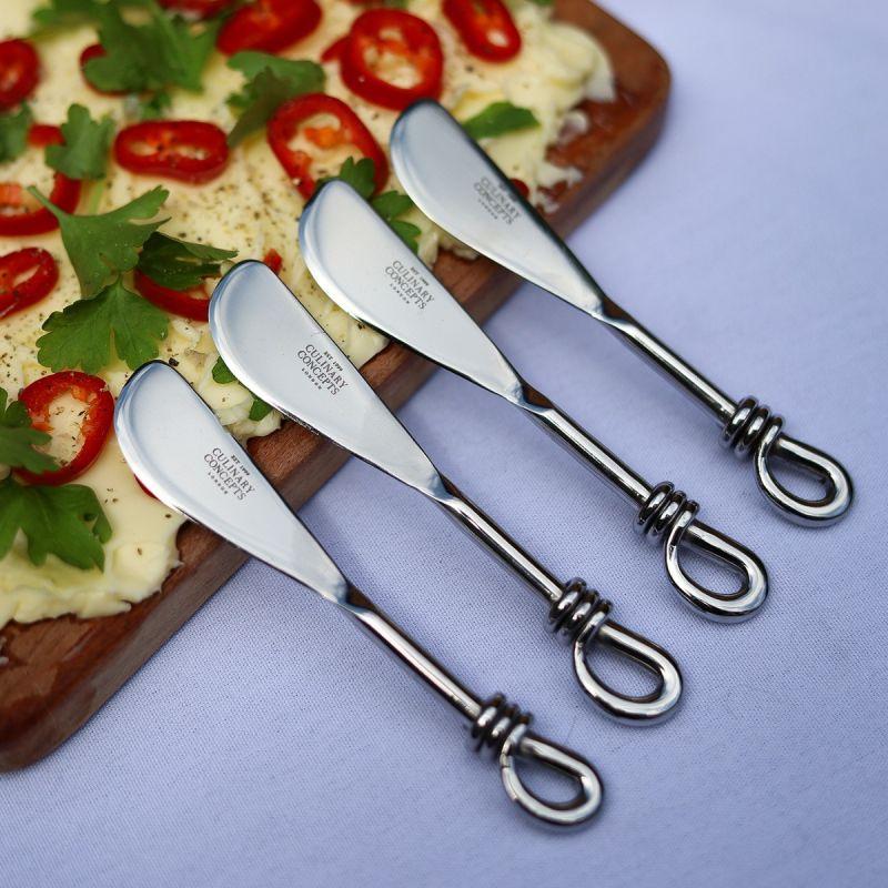 Culinary Concepts Set Of 4 Polished Knot Mini Butter Knives
