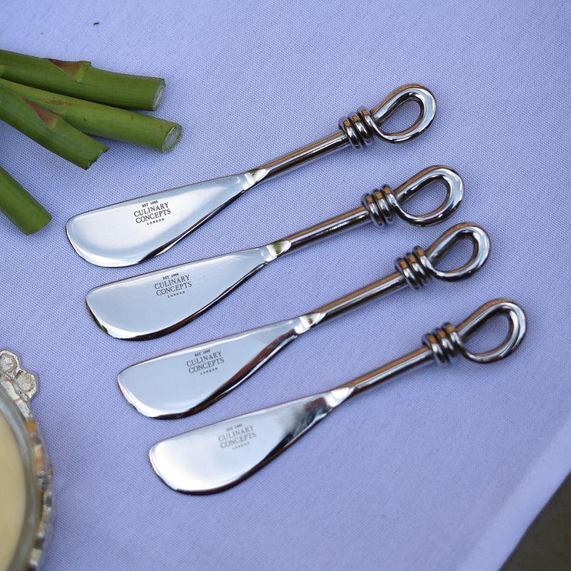 Culinary Concepts Set Of 4 Polished Knot Mini Butter Knives