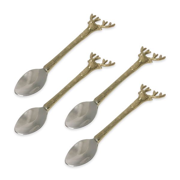 culinary concepts Set of Four Golden Stag Coffee Spoons