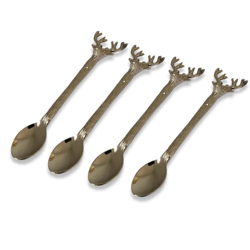 Culinary Concepts Set Of Four Stag Head Coffee Spoons