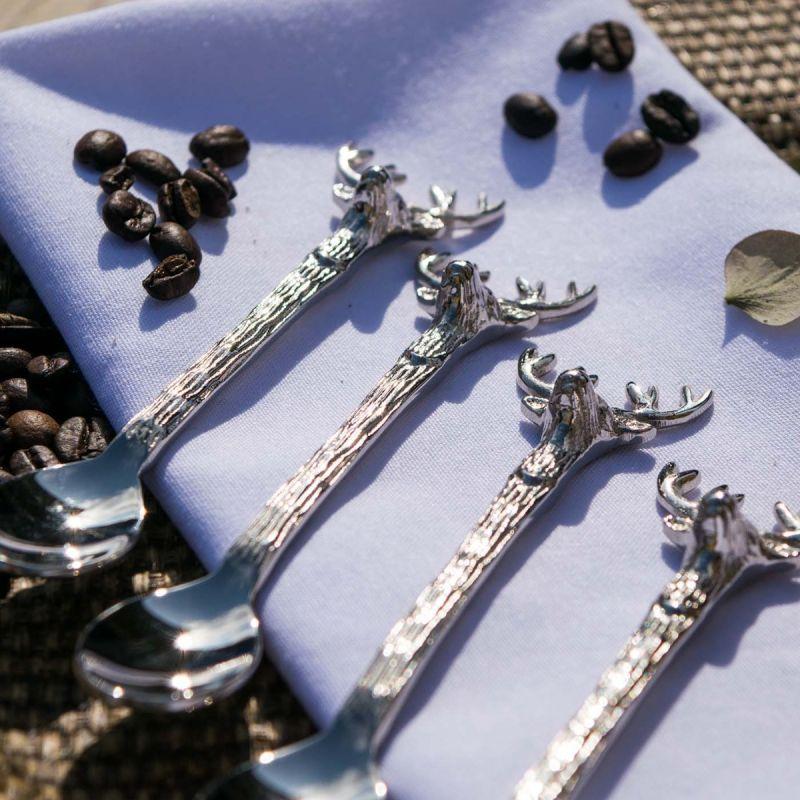 Culinary Concepts Set Of Four Stag Head Coffee Spoons