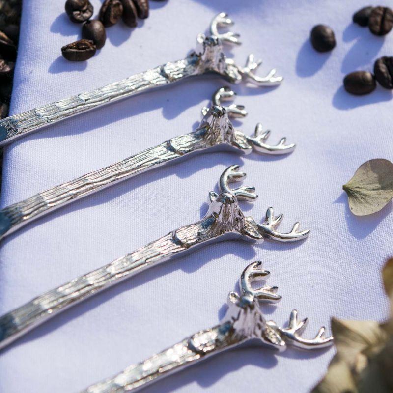 Culinary Concepts Set Of Four Stag Head Coffee Spoons