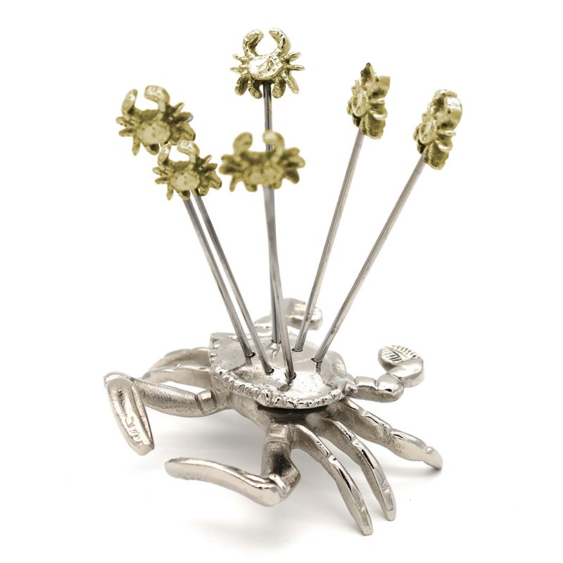 culinary concepts Set of Six Crab Olive Picks with Holder