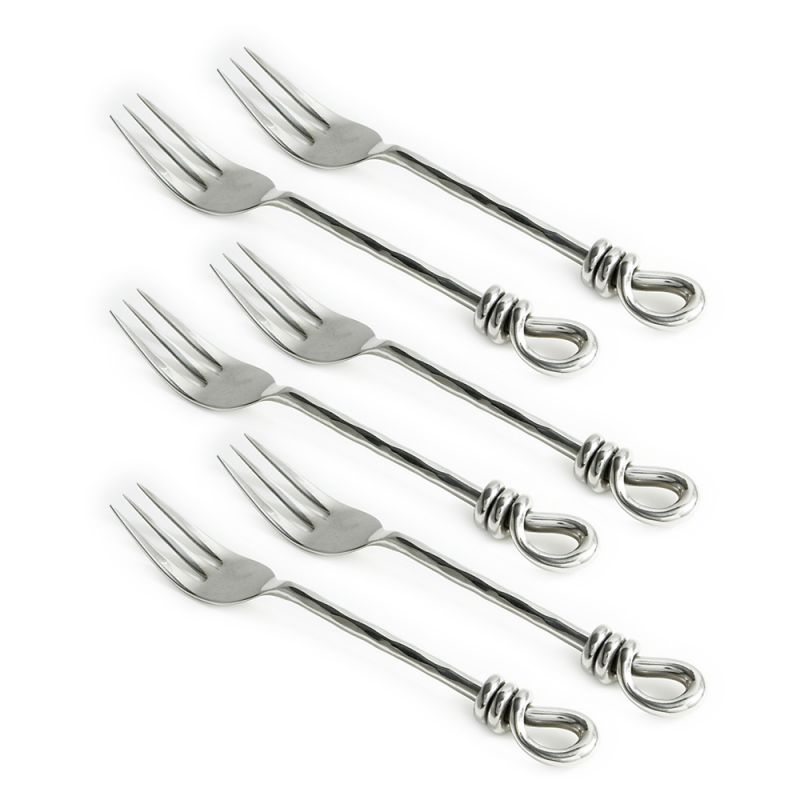culinary concepts Set of Six Hammered Knot Pastry Forks | HANDMADE TO ORDER