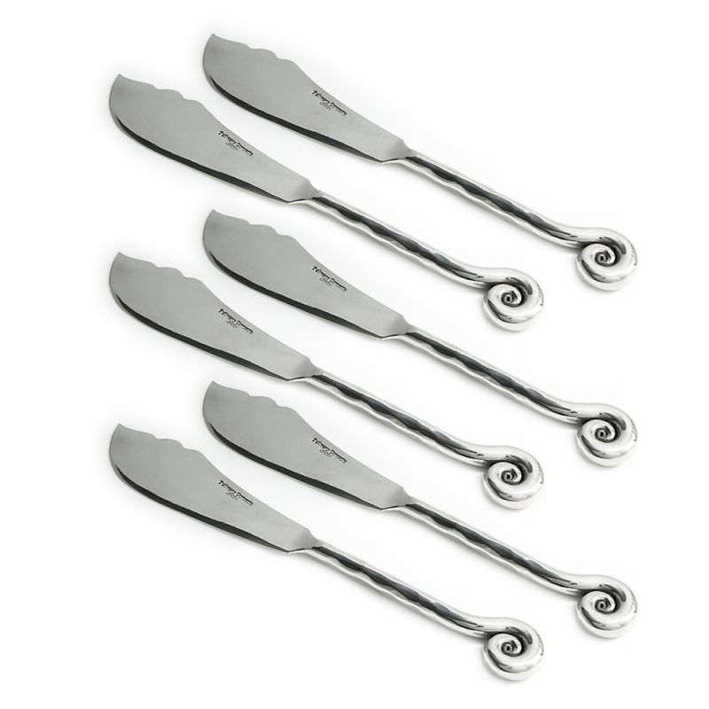 culinary concepts Set of Six Hammered Shell Fish Knives