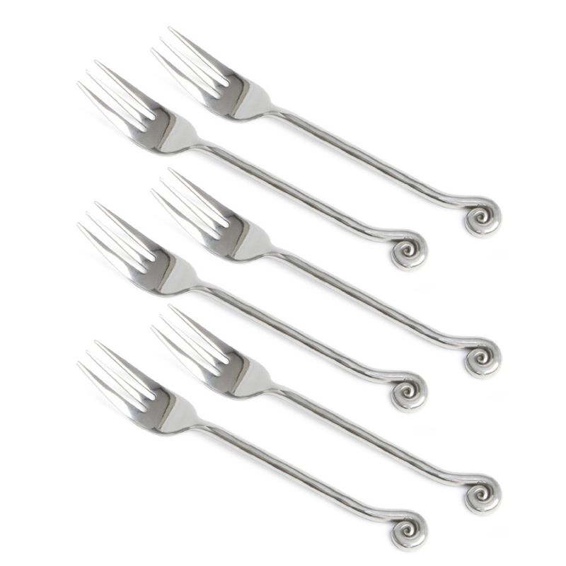 culinary concepts Set of Six Hammered Shell Pastry Forks