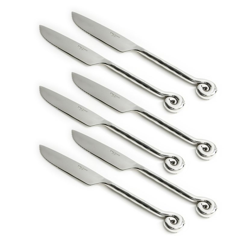 culinary concepts Set of Six Hammered Shell Steak Knives