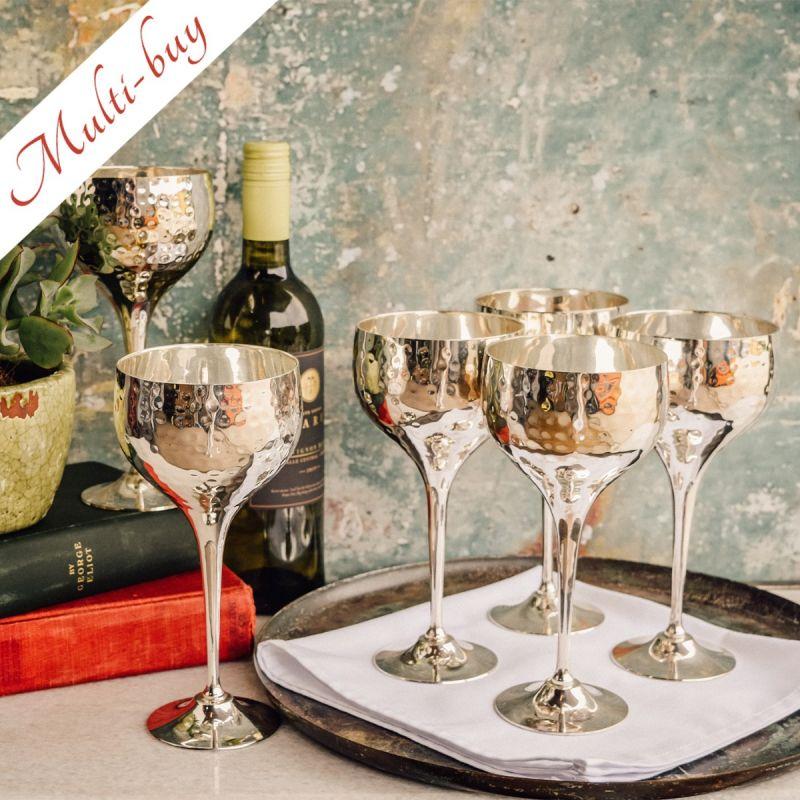 Culinary Concepts Set Of Six Hammered Wine Goblets | MULTI-BUY |