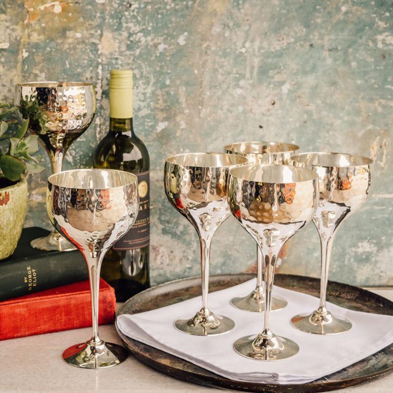 Culinary Concepts Set Of Six Hammered Wine Goblets | MULTI-BUY |