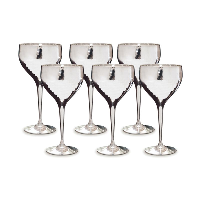 culinary concepts Set of Six Hammered Wine Goblets | MULTI-BUY |
