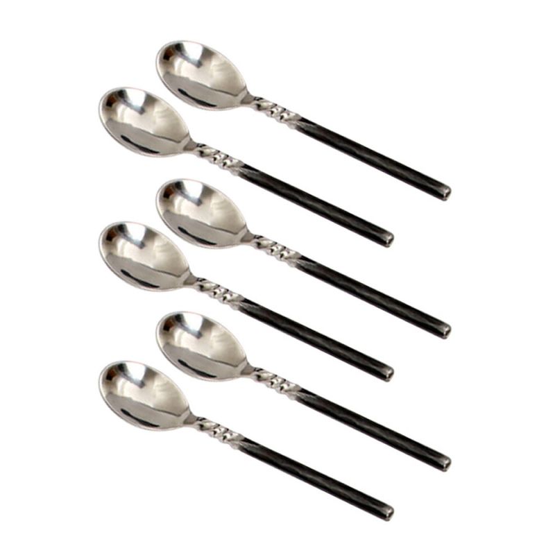culinary concepts Set of Six Large Unpolished Twist Neck Tea Spoons | HANDMADE TO ORDER