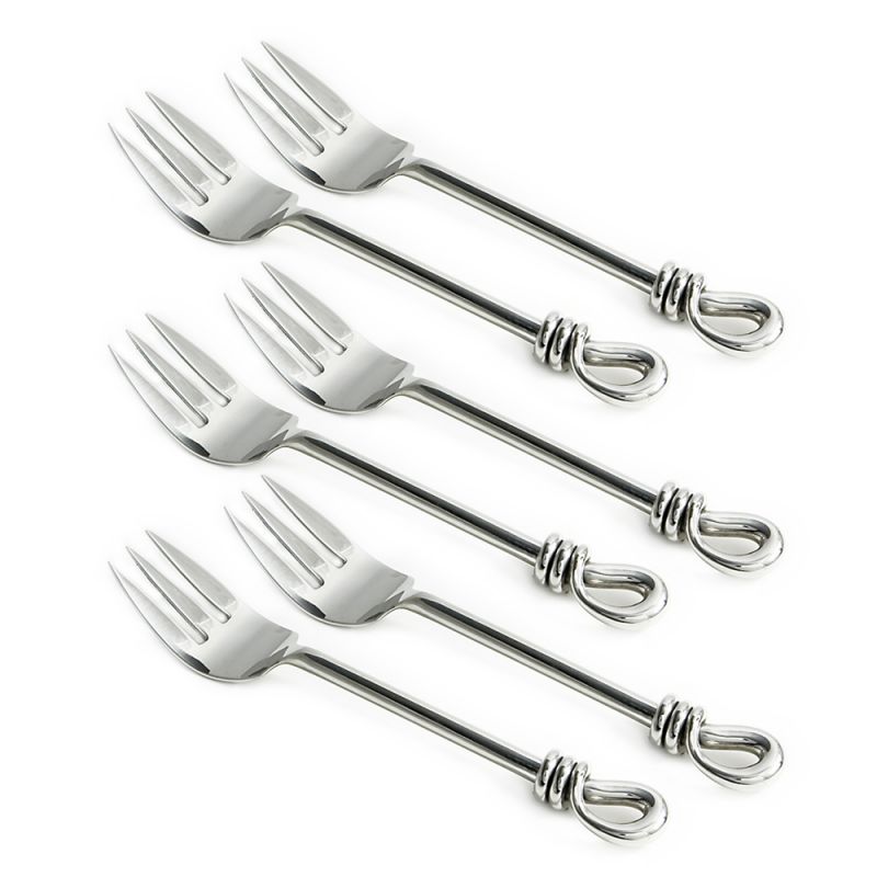 culinary concepts Set of Six Polished Knot Fish Forks
