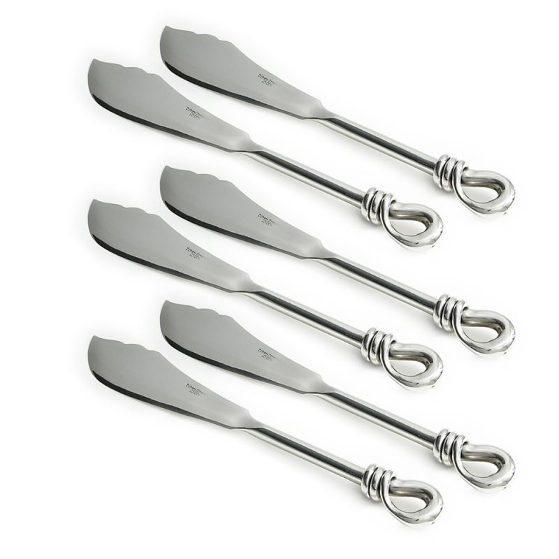 culinary concepts Set of Six Polished Knot Fish Knives