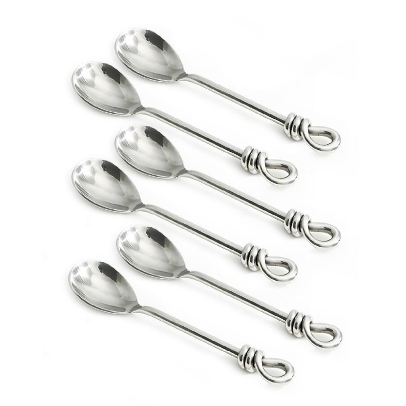 culinary concepts Set of Six Polished Knot Large Tea Spoons | HANDMADE TO ORDER