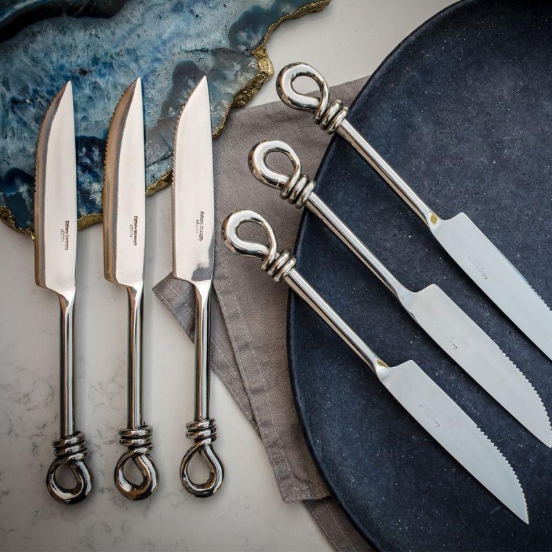 Culinary Concepts Set Of Six Polished Knot Steak Knives | HANDMADE TO ORDER