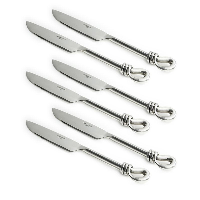 culinary concepts Set of Six Polished Knot Steak Knives | HANDMADE TO ORDER