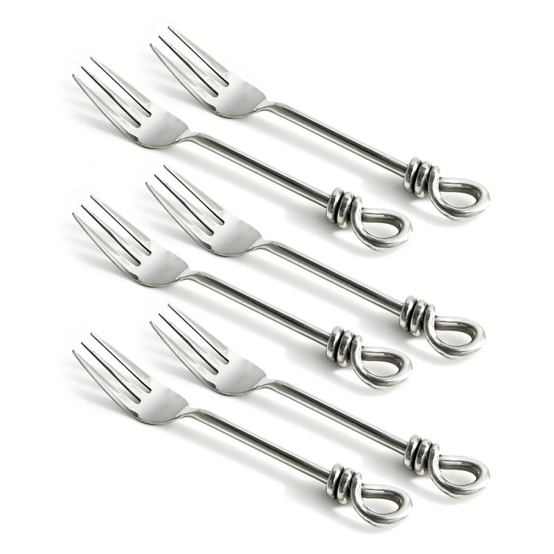 culinary concepts Set of Six Polished Knot Tea / Pastry Forks | HANDMADE TO ORDER