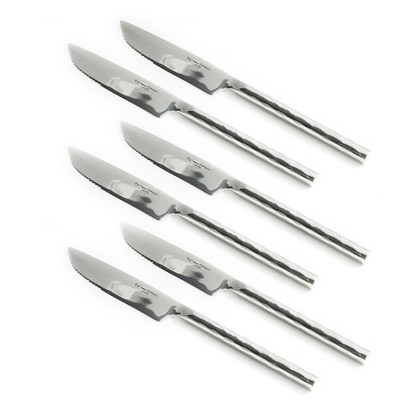 culinary concepts Set of Six Round Hammered Steak Knives | HANDMADE TO ORDER