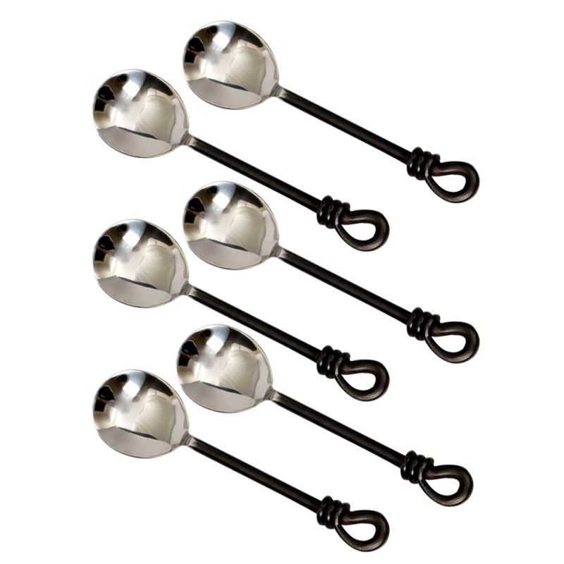 culinary concepts Set of Six Unpolished Knot Soup Spoons