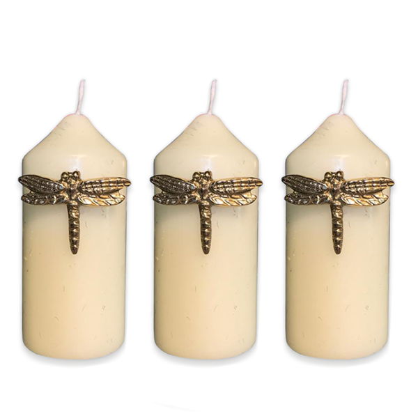 culinary concepts Set of Three Brass Dragonfly Candle Pins