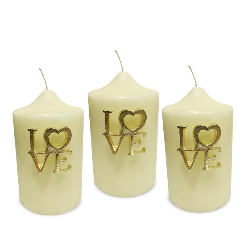 culinary concepts Set of Three Gold 'Love' Candle Pins