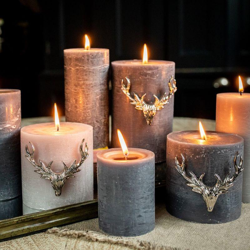 Culinary Concepts Set Of Three Large Stag Antler Candle Pins - Silver Finish