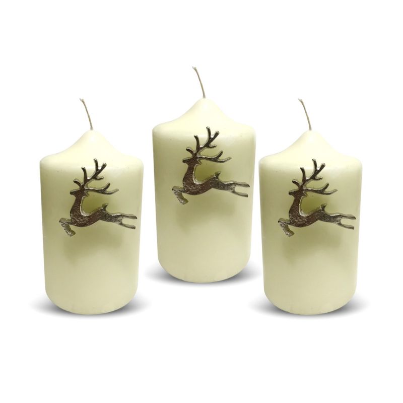 culinary concepts Set of Three Leaping Stag Candle Pins - Silver Finish
