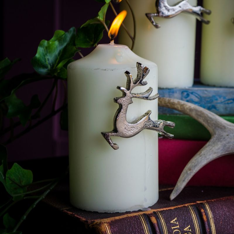 Culinary Concepts Set Of Three Leaping Stag Candle Pins - Silver Finish