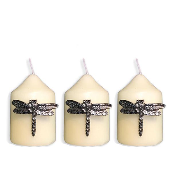 culinary concepts Set of Three Nickel Dragonfly Candle Pins
