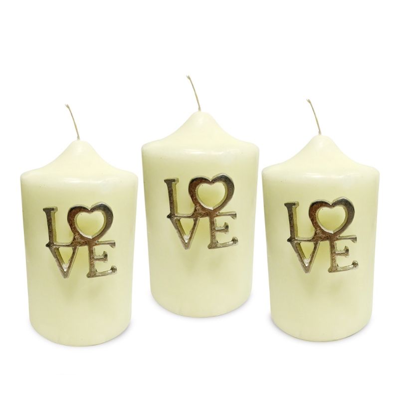 culinary concepts Set of Three Silver 'Love' Candle Pins