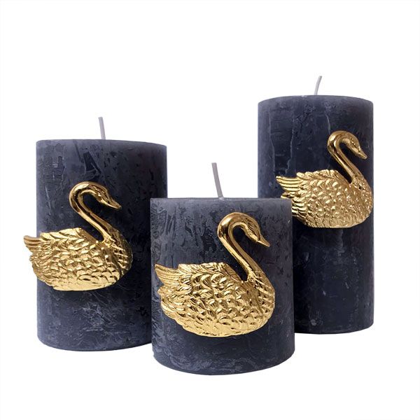 culinary concepts Set of Three Swan Candle Pins - Gold Finish