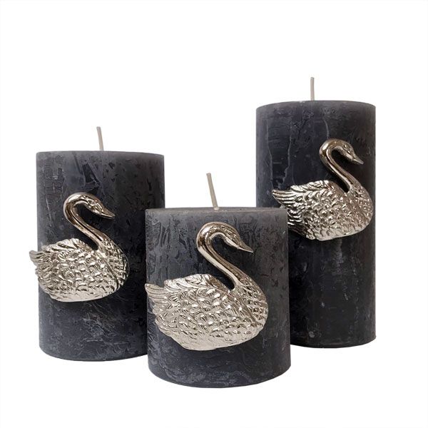 culinary concepts Set of Three Swan Candle Pins - Silver Finish
