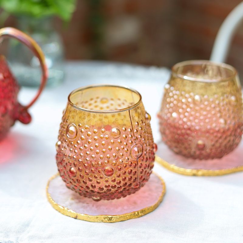 Culinary Concepts Set Of Two Red Amber Ombre Glass Tumblers