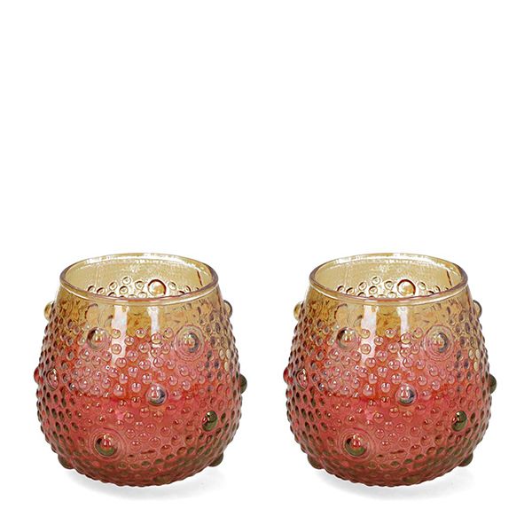 culinary concepts Set of Two Red Amber Ombre Glass Tumblers