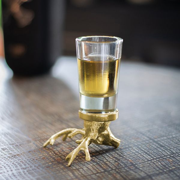 Culinary Concepts Set Of Two Stag Shot Glasses - Gold Finish