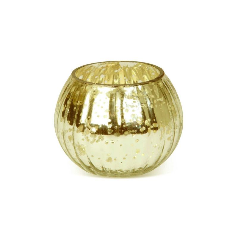 culinary concepts Small Antique Gold Mercury Glass Globe Tea Light Holder