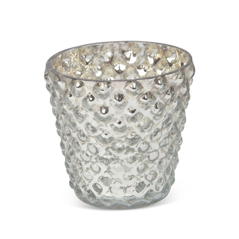 culinary concepts Small Antique Silver Mercury Glass Bubble Tea Light Holder