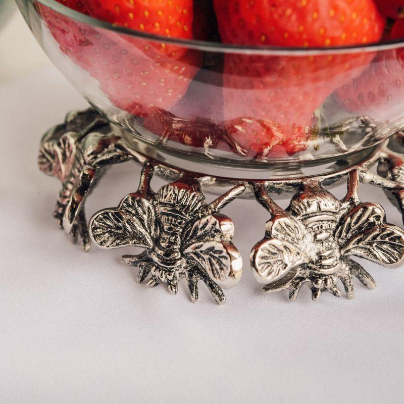 Culinary Concepts Small Buzzy Bee Stand With Glass Bowl - Silver