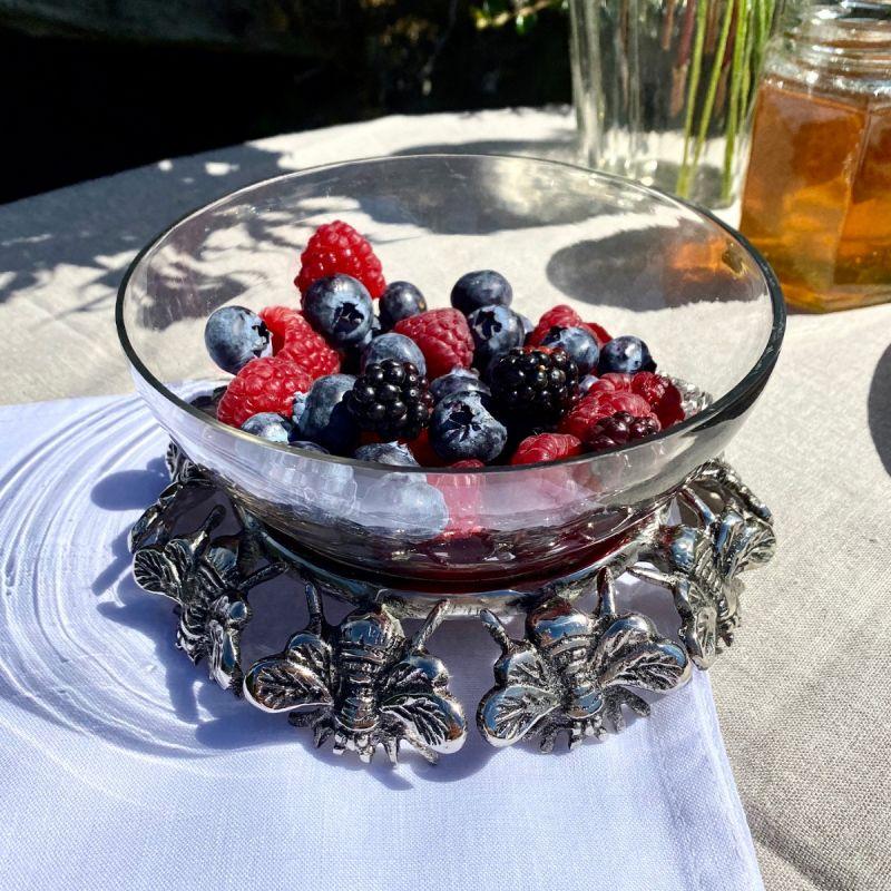 Culinary Concepts Small Buzzy Bee Stand With Glass Bowl - Silver