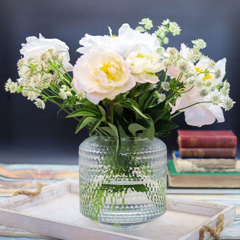 Culinary Concepts Small Clear Rice Handcut Glass Jar Vase