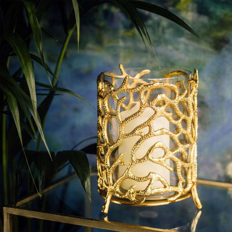 Culinary Concepts Small Coral Hurricane Lantern - Gold Finish | PERFECTLY IMPERFECT