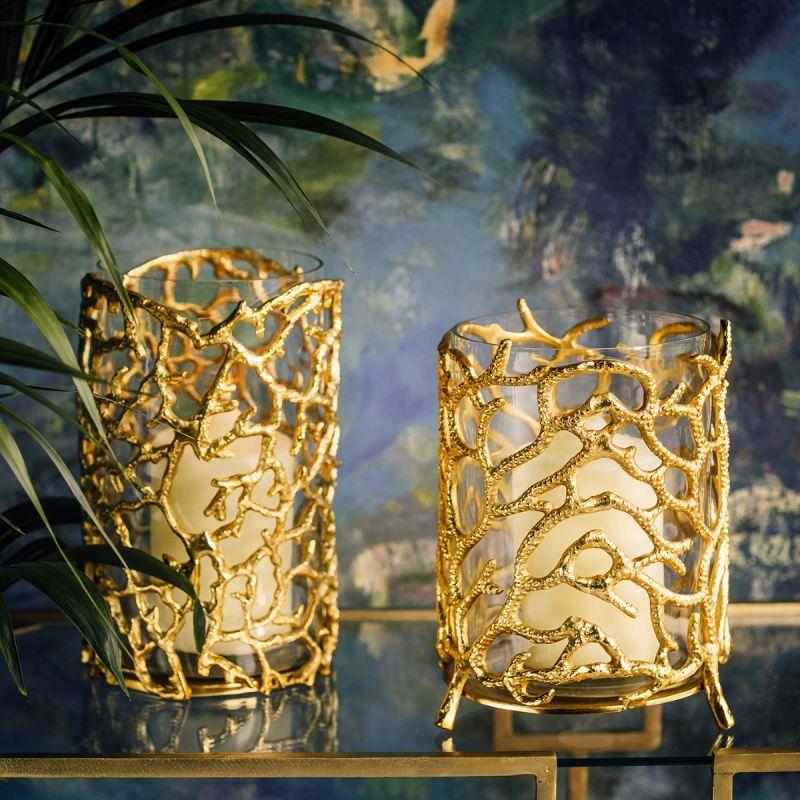 Culinary Concepts Small Coral Hurricane Lantern - Gold Finish | PERFECTLY IMPERFECT