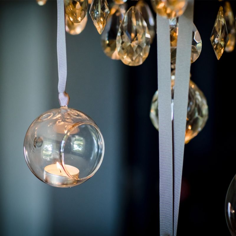 Culinary Concepts Small Hanging Glass Globe Tea Light Holder