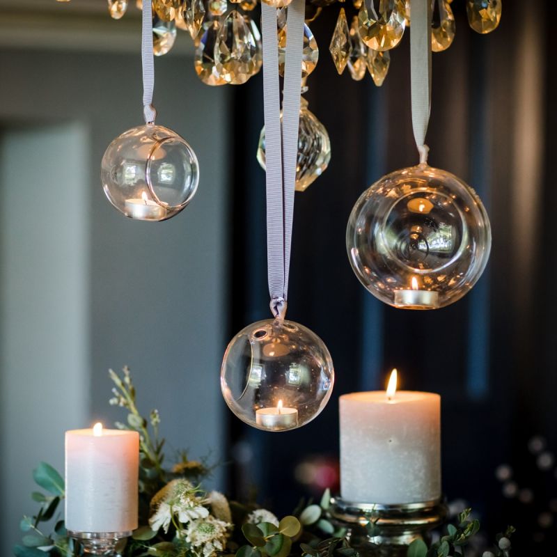 Culinary Concepts Small Hanging Glass Globe Tea Light Holder