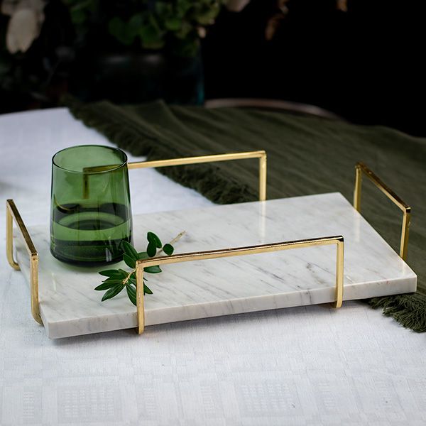 culinary concepts Small Marble Tray with Metal Frame | PERFECTLY IMPERFECT