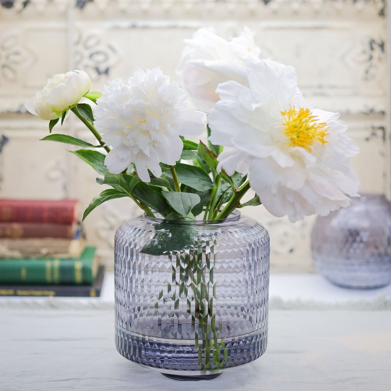 Culinary Concepts Small Smoke Rice Handcut Glass Jar Vase