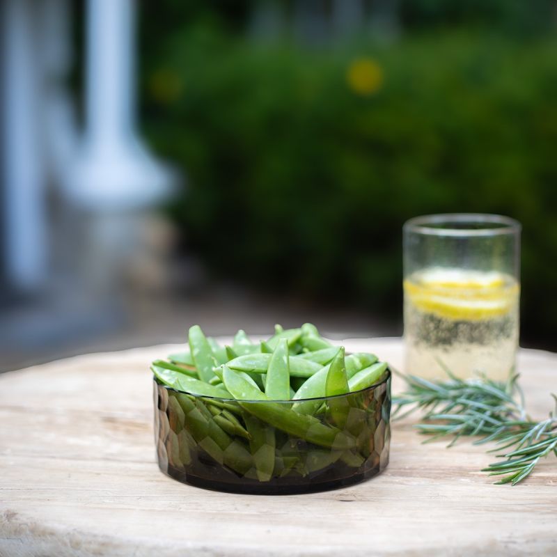 culinary concepts Small Smoked Hammered Cut Glass Tray (13cm Dia)